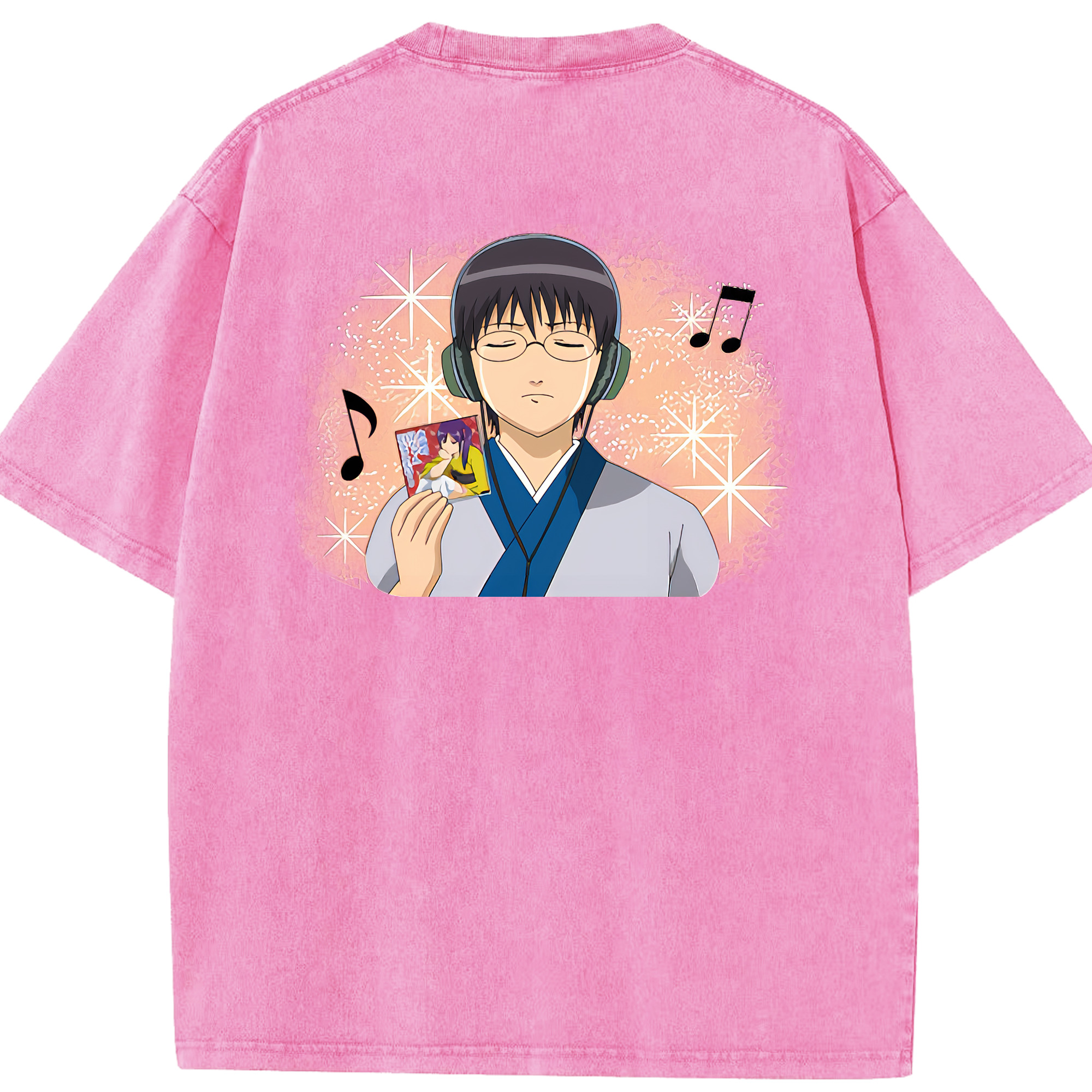 （画像用） ぎんたま 坂田銀時（さかたぎんとき） 神楽 志村新八（しむら しんぱち） GINTAMA Sakata Gintoki Kagura Shimura Shinpachi 綿100% ヴィンテージ風 半袖Tシャツ（背面プリント）